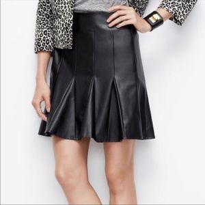 Ann Taylor Pleated Faux Leather Mini Skirt